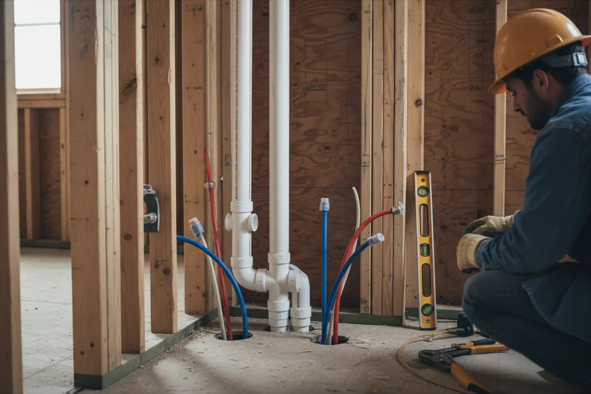 Drain and supply rough-in during Drain Cleaning in Preston