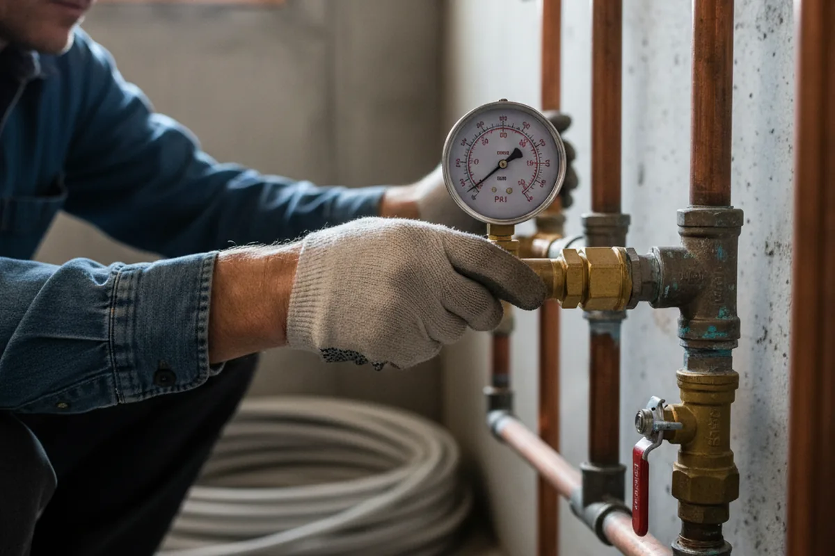 Pressure testing a repaired line during Water Line Repair in Preston